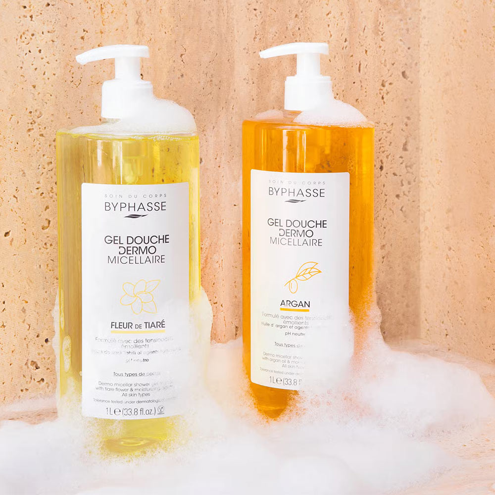 Byphasse Gel Douche Dermo Micellaire Fleur de Tiaré 1L – Peaux Normales à Sèches