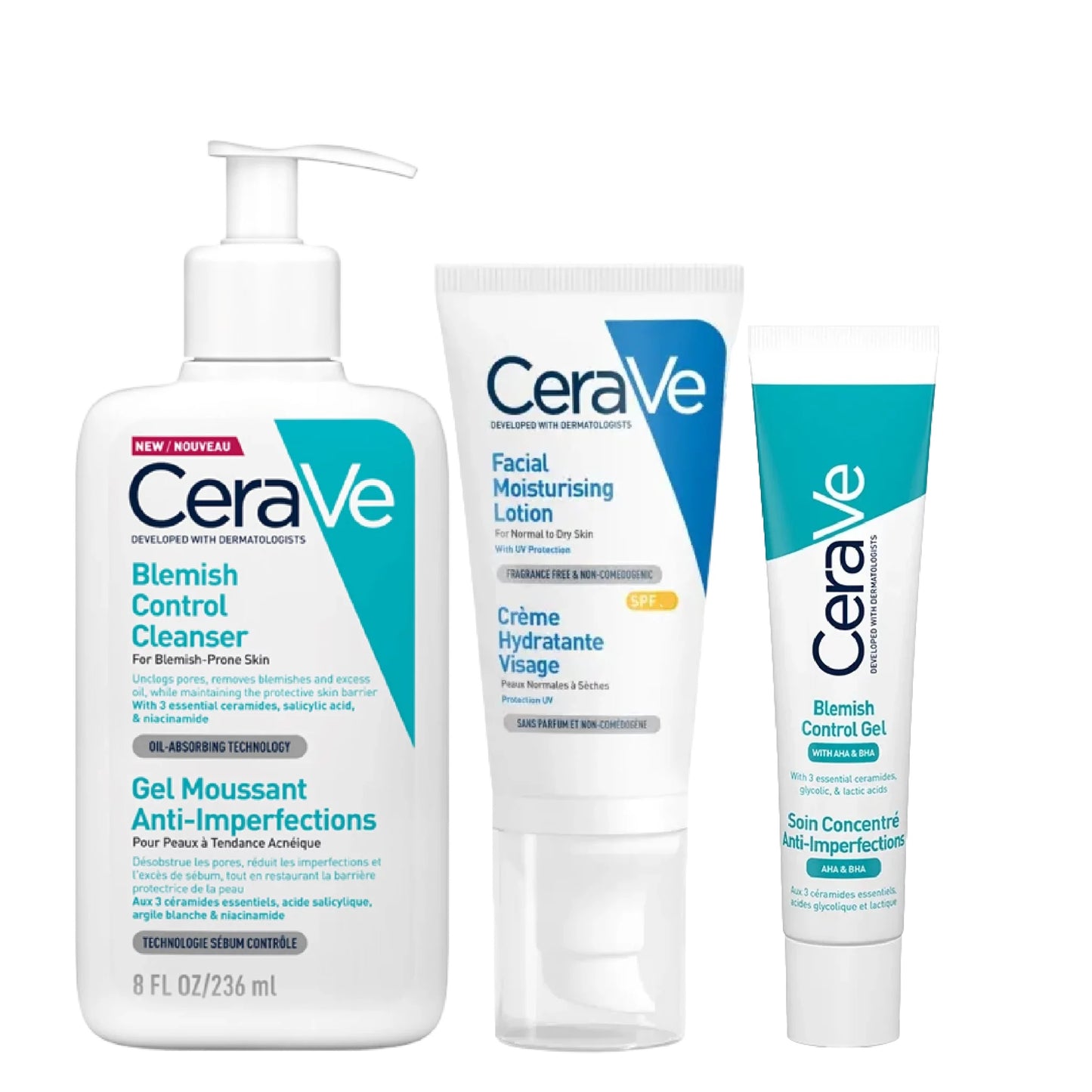 CeraVe Routine Anti-Imperfections, Nettoyant, Soin & Crème SPF50