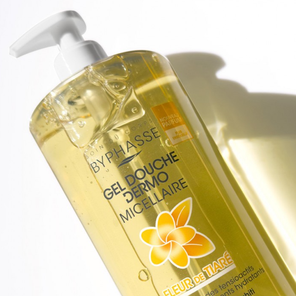 Byphasse Gel Douche Dermo Micellaire Fleur de Tiaré 1L – Peaux Normales à Sèches