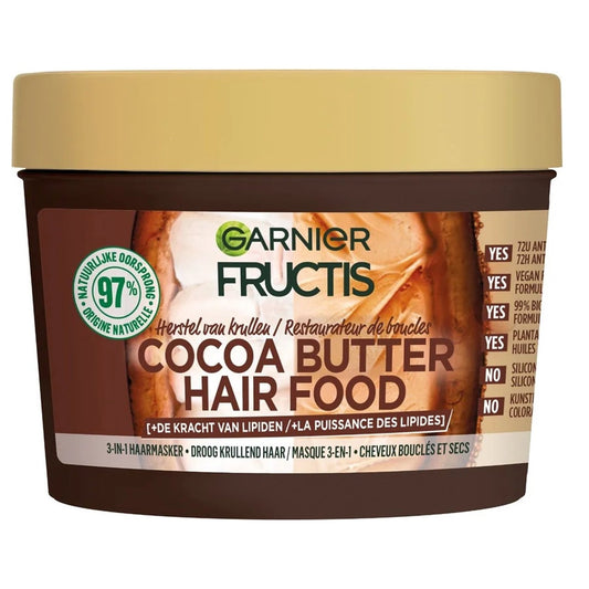 Garnier Fructis Hair Food Cacao 390ml, Masque 3-en-1 Cheveux Secs
