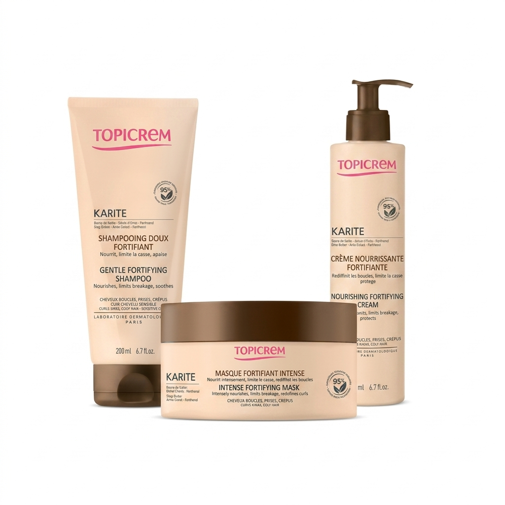 Topicrem Karité Routine Hydratante & Fortifiante Cheveux Bouclés, Frisés et Crépus