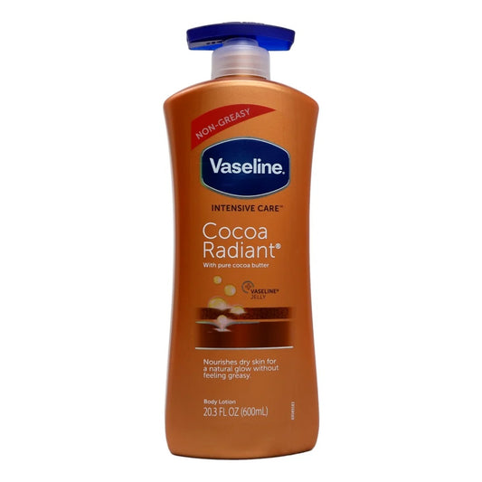 Vaseline Cocoa Radiant 600ml, Lait Hydratant au Beurre de Cacao & Karité